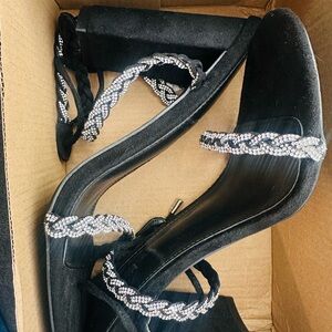Fashion Nova Black Heels with Sparkling Straps